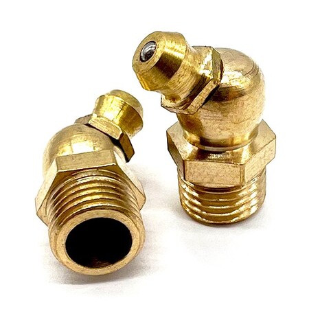 Boltsandnuts.Com 10 Pieces 1/4in-28 Zerks Grease Fitting 90 Degree Hydraulic Brass, 10PK 25GF-BRASS-90DEGREE-10